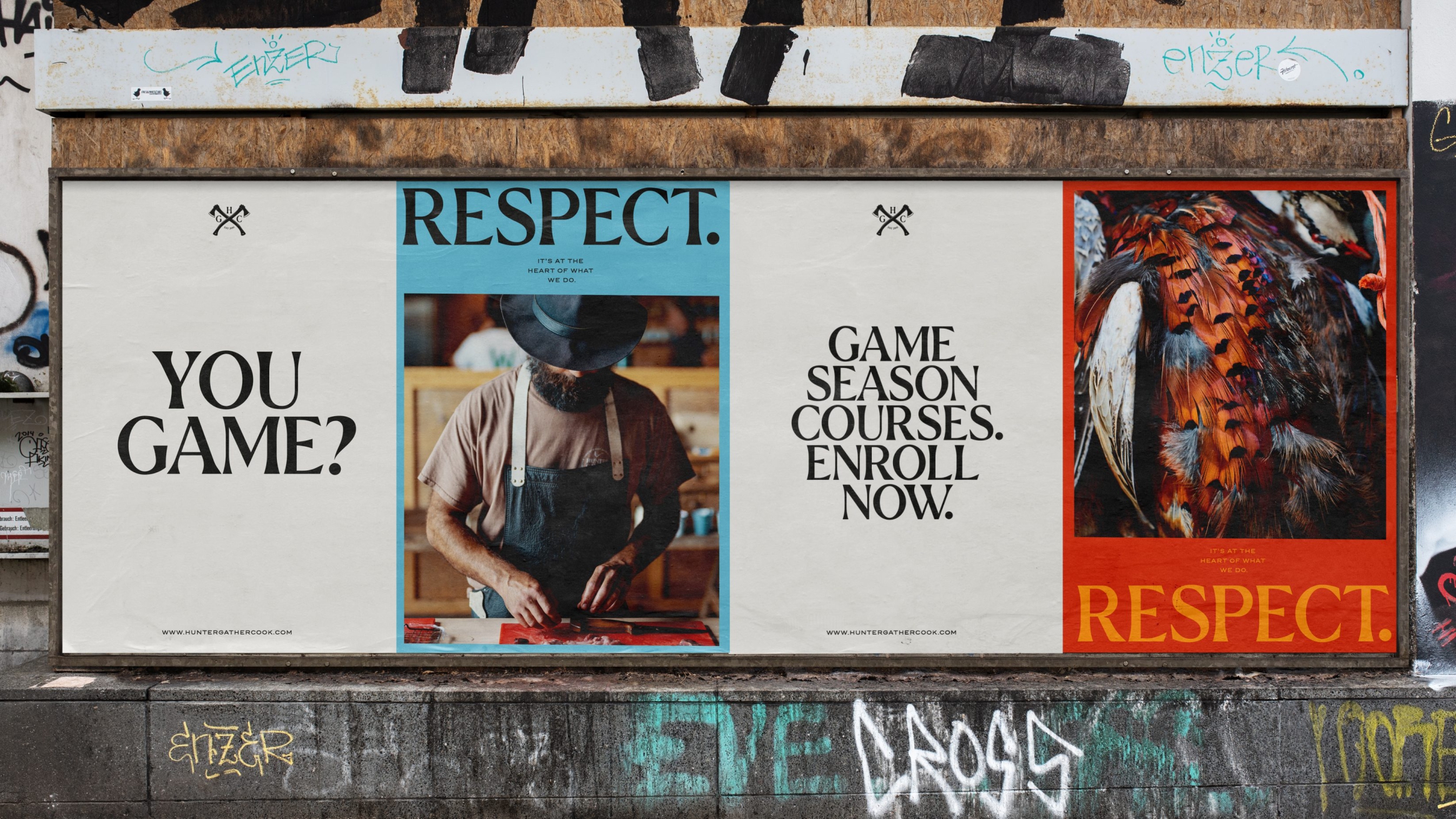 Posters with images and a large 'Respect' word shown