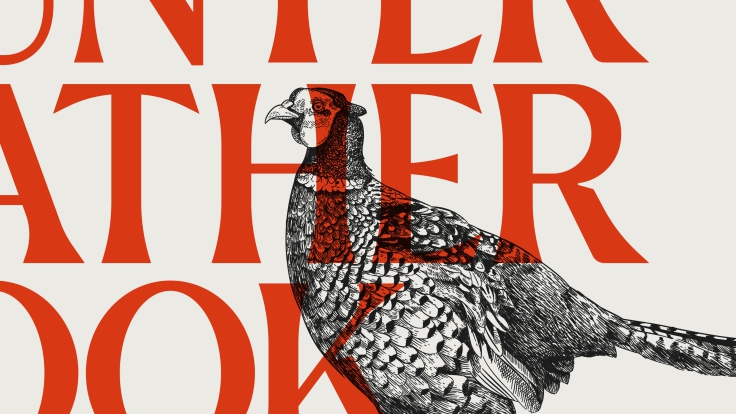 Close in crop of the logo, with Dave the pheasant illustration in black over the top