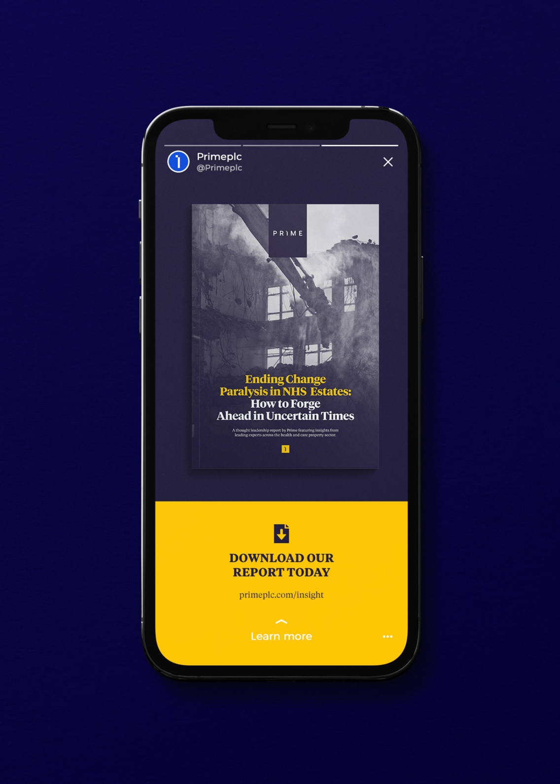 Prime report download graphic on Instagram stories