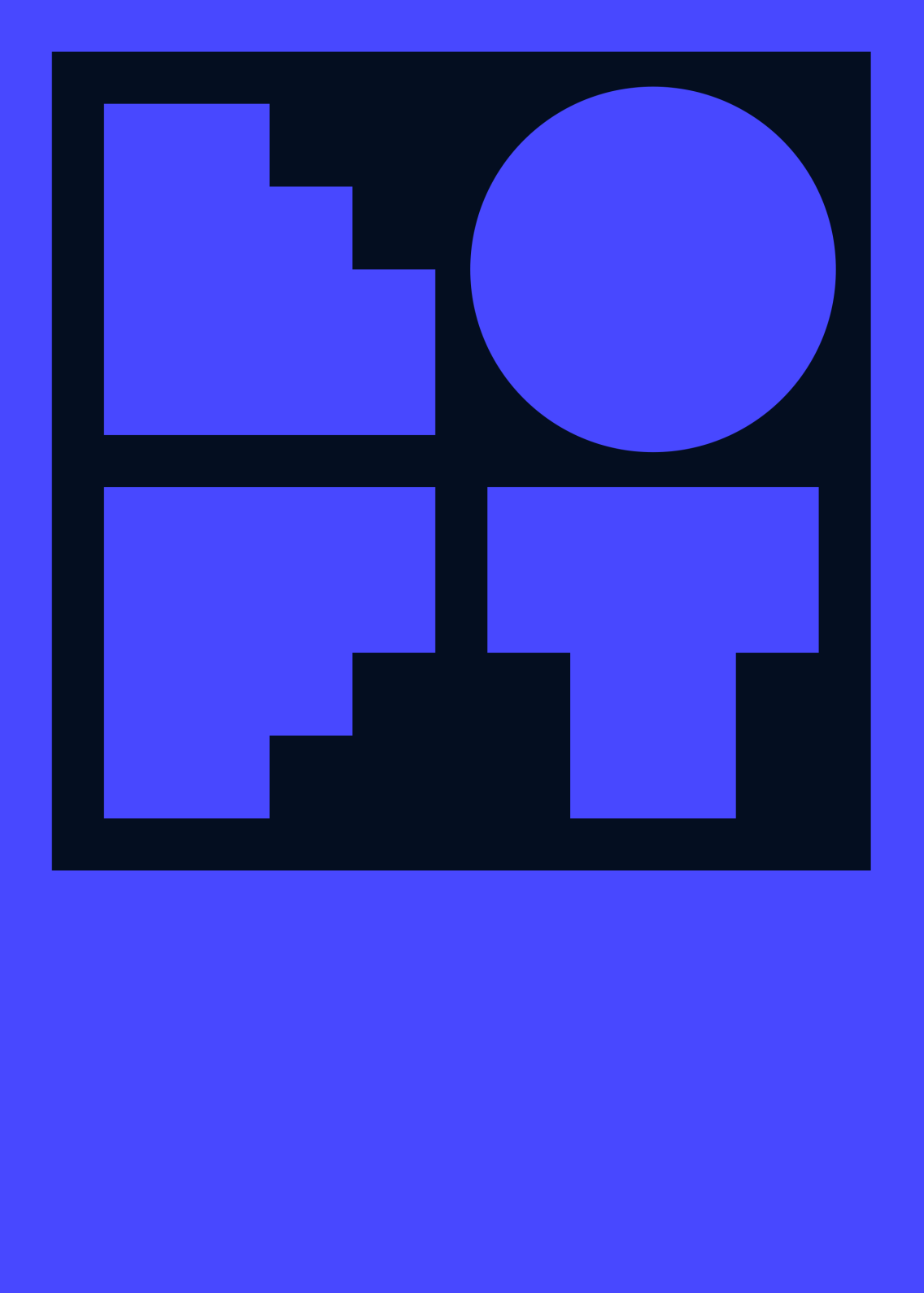 Loft's logo. A deep-blue square on a lighter blue-purple background with cutout letters. The first two are stacked atop the last two with the 'L' and the 'F' both like thick-cut steps, a reflection of one another. 