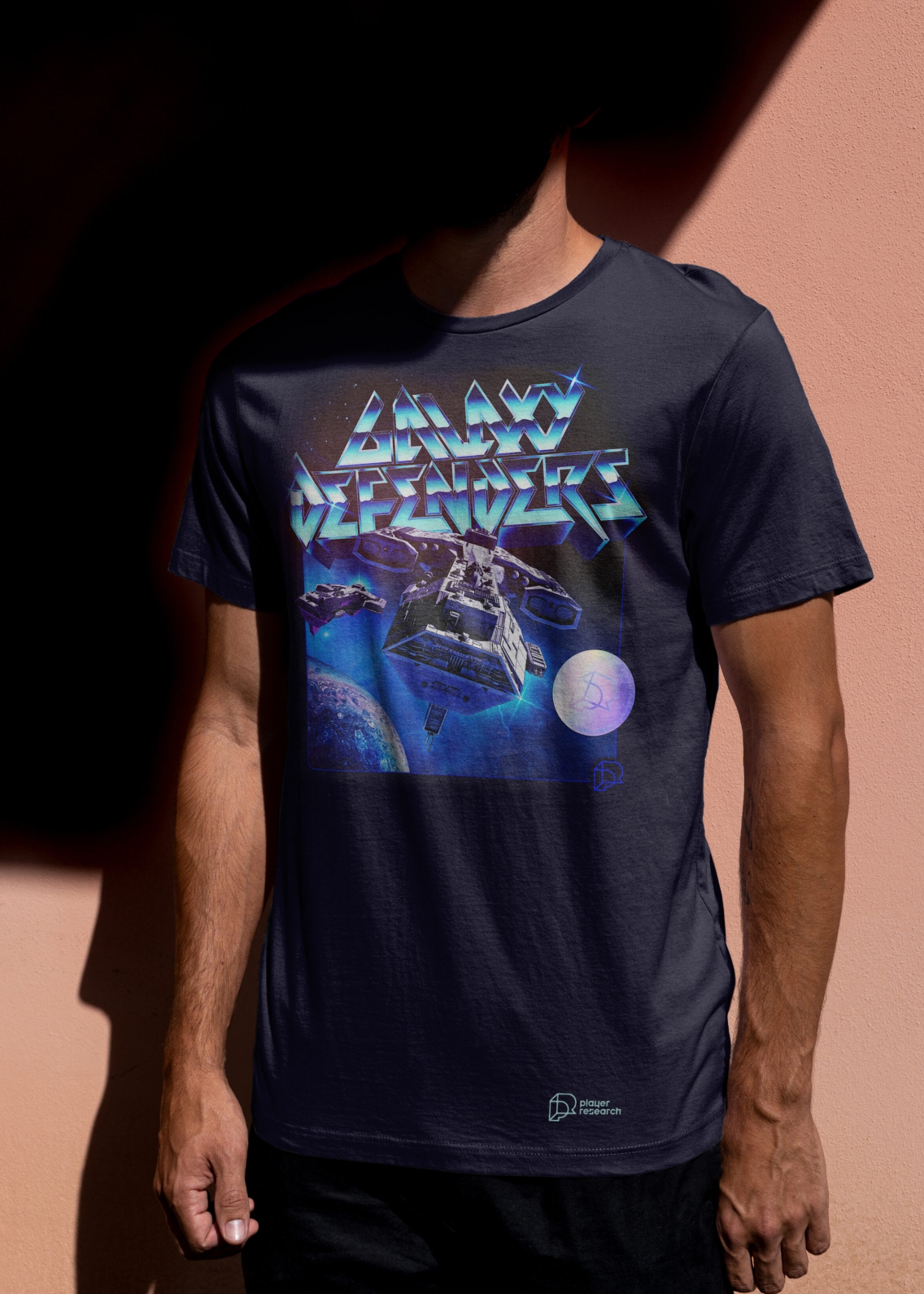 Galaxy Defenders visual on a t-shirt, being worn by a young male