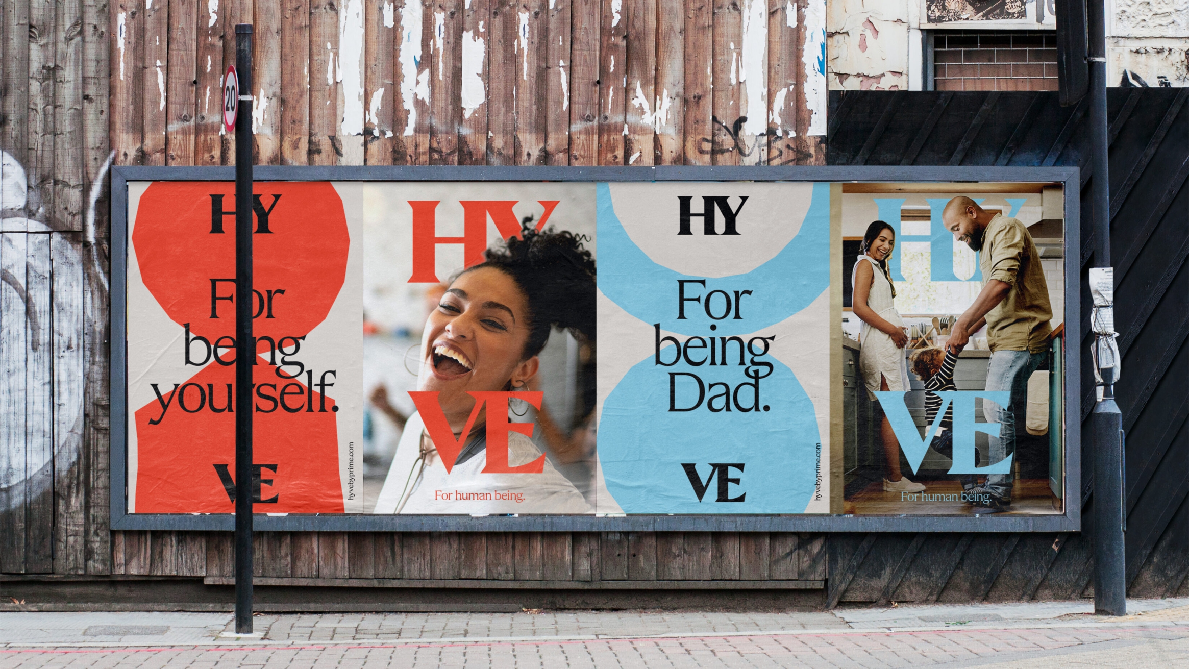 Outdoor poster set, consisting of four posters, with brand messaging and relative imagery.