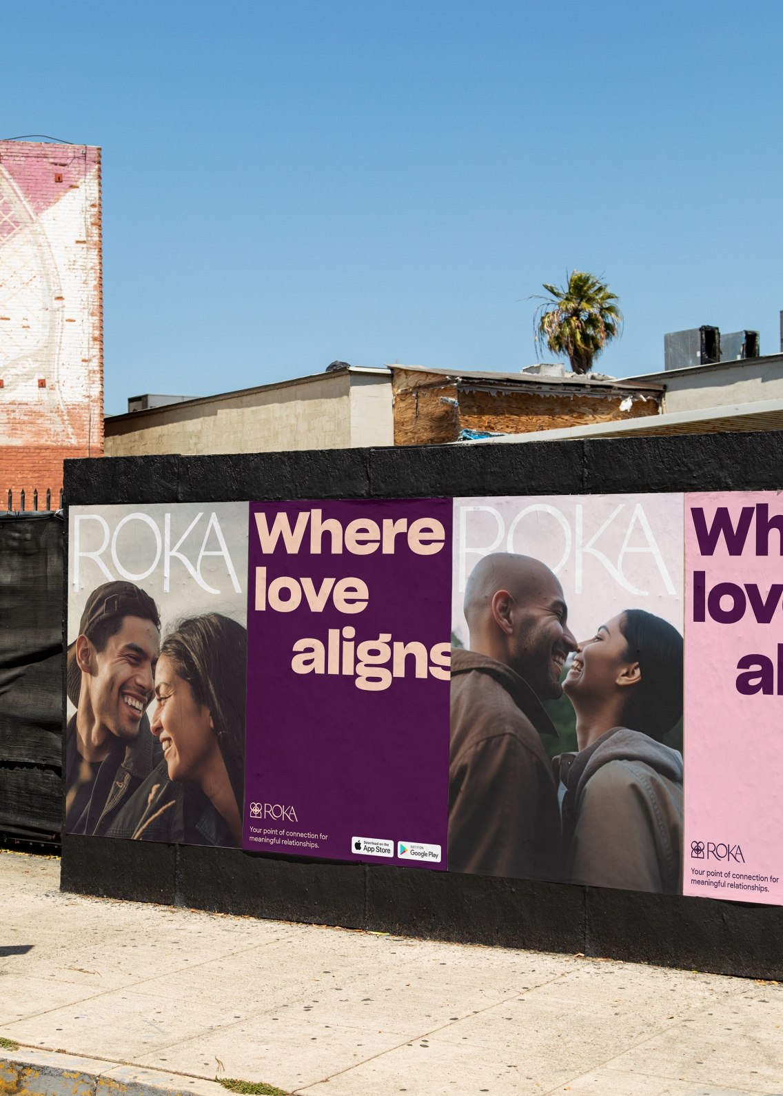 4 poster set using the brand strapline, and couple images, on an outdoor billboard