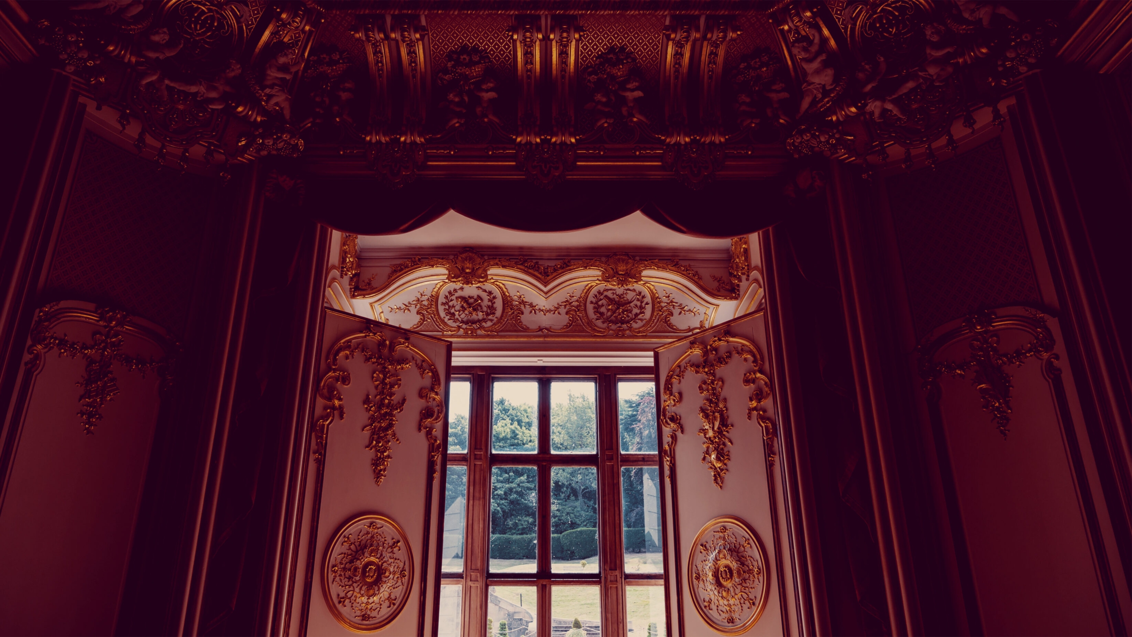 A view out of one of the ornate windows at the College.