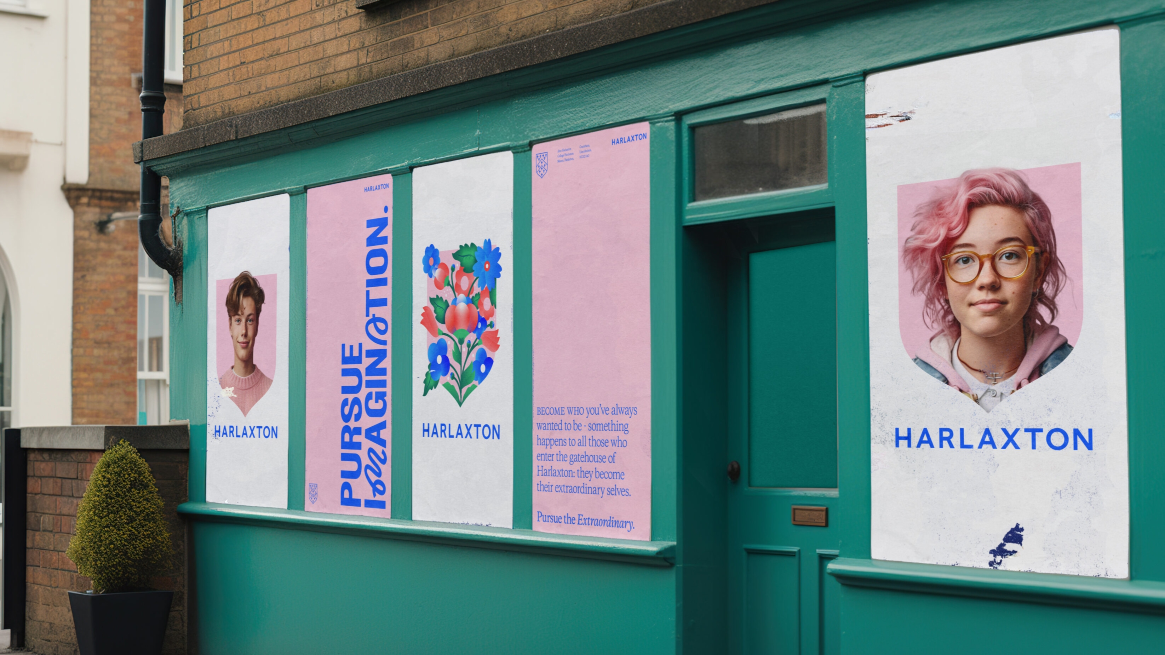 Harlaxton adverts on windows